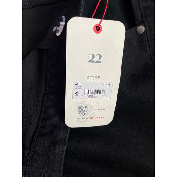 Arula Plus 28.5”‎ High-Rise Cross-Waist Straight Fit Stretch Black Jeans Size 22 - Picture 8 of 9
